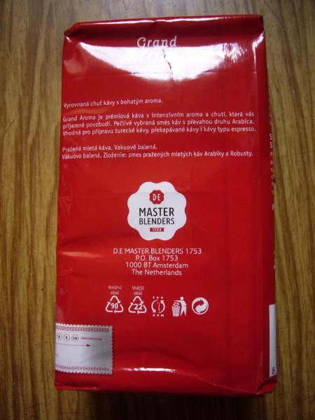 Douwe Egberts - Grand Aroma 250g - nový obal zadní strana